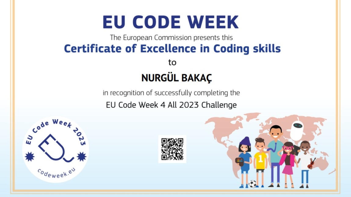 Codeweek Etkinliğimiz Mükemmellik Sertifikası ile Ödüllendirildi